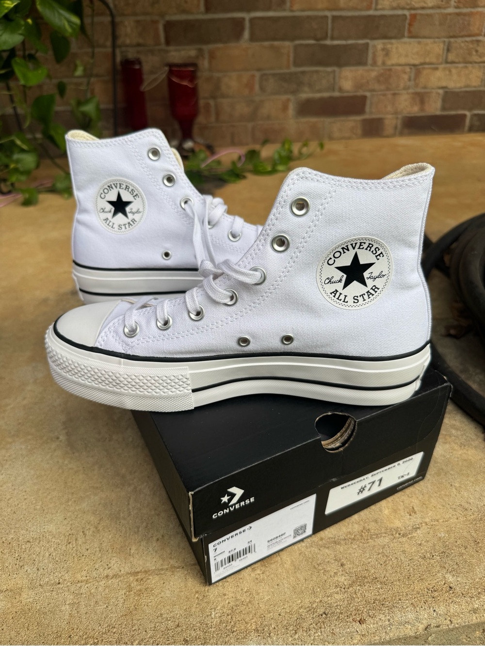 Converse White High Top Platform Sneakers